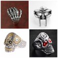 thumbnail image 3 of Anillo de palma oscura, estilo hip hop, estilo callejero, retro, con personalidad desgastada, moda, anillo de calavera con cinco garras, 3 of 5