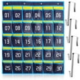 thumbnail image 1 of Organizador de aula numerado, bolsillo para teléfono, bolsa para gráficos, 30 bolsillos, soporte para teléfono, bolsa de almacenamiento para colgar en la pared con ganchos, 1 of 7