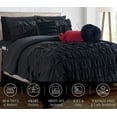 thumbnail image 4 of Mocassi 10-Piece Bed-in-a-Bag, Includes Bed Sheet with Double Sided Storage Pockets & Decorative Pillows, Multi-Ruffle Comforter, Twin, Black, 4 of 5
