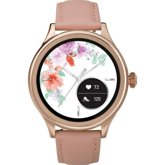 iConnect by Timex Women’s Pro AMOLED Smartwatch with Heart Rate 43mm – Rose Gold-Tone with Blush Leather Strap