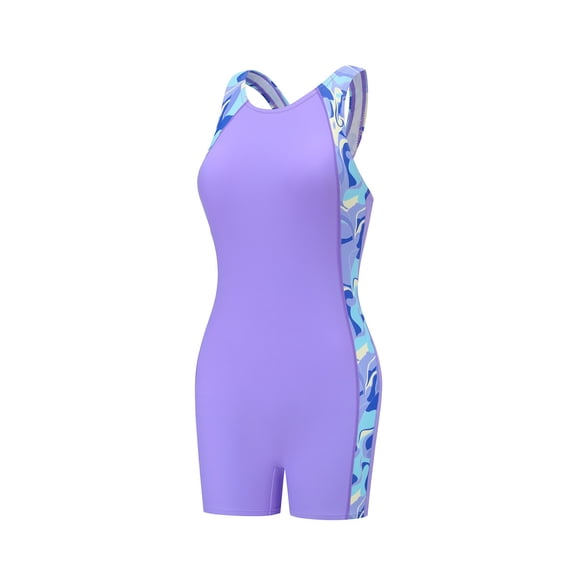 LIIPEE Girls One-Piece Swimsuits Summer Casual Gradient Color Tie Dye Sleeveless Crew Neck Swimwear Kids Fashion Backless Regular Fit Beach Bathing Suit Comfortable Cute Beachwear,Purple,13-14 Years