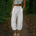 thumbnail image 5 of BUIGTTKLOP Women Wide Leg Pants Elastic Waist Baggy 3/4 Length Cropped Pants Loose Fitted Summer Capris, 5 of 6