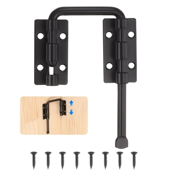 Sliding Door Loop Lock Latch, 2.36 Inch Flexible U-Shaped Latch Hook Lock with Screws for Uneven or Warped Doors Window Barn Garden Fence Increase Home Security, Black