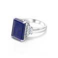 thumbnail image 3 of Gem Stone King 925 Sterling Silver Blue Lapis Ring for Women (6.30 Cttw, Gemstone Birthstone, Emerald Cut 14X10MM, Available in Size 5, 6, 7, 8, 9), 3 of 5