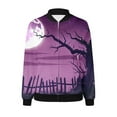 thumbnail image 4 of WXLWZYWL Womens Halloween Bomber Jacket Funny Spooky Ladies Coat Ghost Floral Graphic Cardigan Zip Up Long Sleeve Dressy Tops Moto Biker Windbreaker, 4 of 5