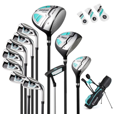 Patiojoy Women's Complete Golf Clubs and Bag Set Golf Stand Bag with 460CC #1 Driver #3 Fairway and #5Hybrid with Headcovers
