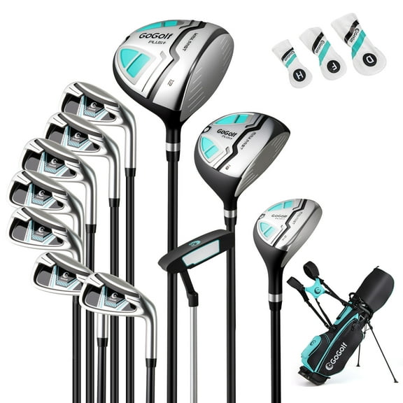 Patiojoy Women's Complete Golf Clubs and Bag Set Golf Stand Bag with 460CC #1 Driver #3 Fairway and #5Hybrid with Headcovers