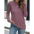 thumbnail image 5 of Long Sleeve Shirts for Women Tunic Tops Loose Fit Dressy Crew Neck Pullover Basic Sweaters Pale Pinkish Gray M, 5 of 8