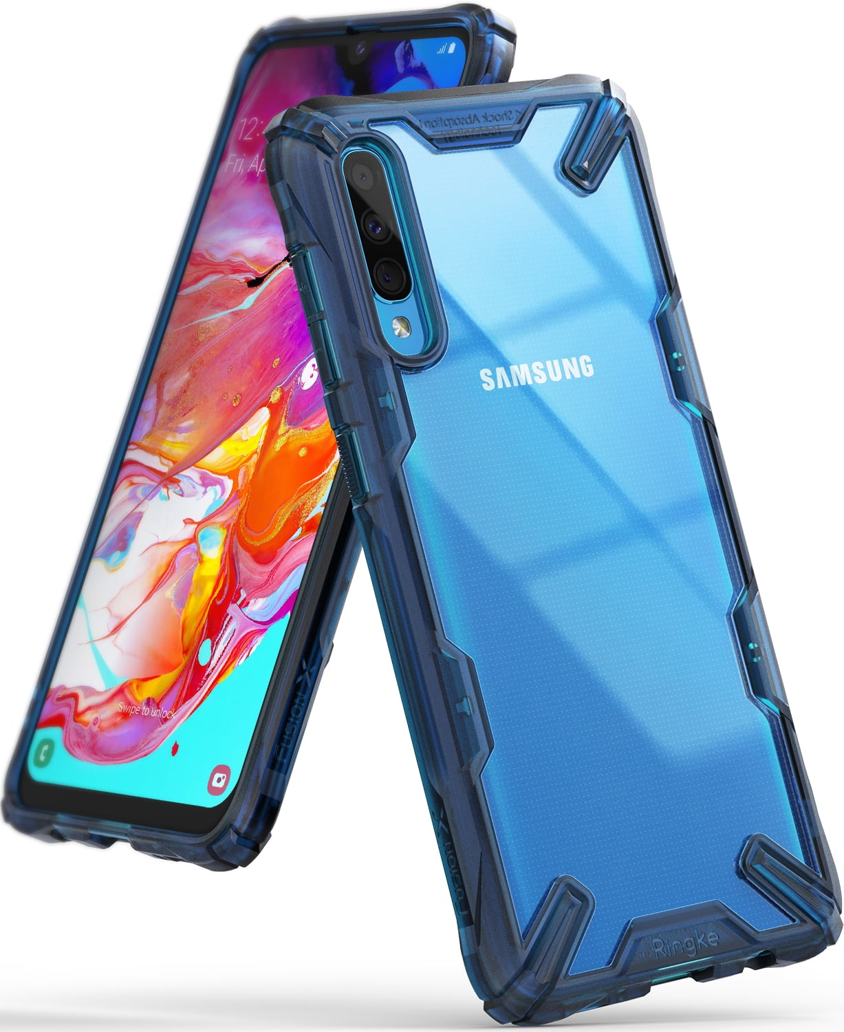 Catastrofaal Hinder Zachtmoedigheid Ringke Fusion-X Case Compatible with Samsung Galaxy A70, Transparent Hard  Back Shockproof Advanced Bumper Cover - Space Blue - Walmart.com