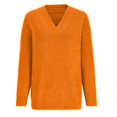 thumbnail image 3 of MIUOWANP Tops for Women Trendy Solid Color Casual Long Sleeved Knit Sweater for Comfort and Warmth Blouse Size L(8)Orange, 3 of 5