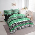thumbnail image 3 of Manfei Chic Zebra Print Twin Bedding Sets 7-Piece for Women, Western Hippie Damask Bedding Comforter Set, Abstract Ombre Green Reversible Sheet Sets, Super Cozy Room Decor, 3 of 7