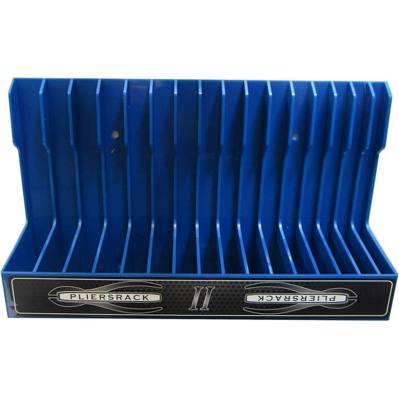 Plyworx PLR16 PliersRack Blue, For standard & smaller size Pliers. Mounts on a pegboard, fits in your toolbox drawer or on top of your workbench. Better than wire or metal racks.