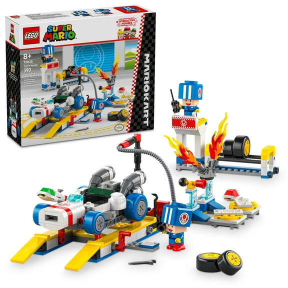 LEGO Super Mario: Mario Kart Toad's Garage - Nintendo Toy Building Set for Kids, Boys & Girls, Ages 8  - Collectible Mario Kart Toy for Fans with 2 Blue Toad Figures - Gift Idea for Birthdays - 72035