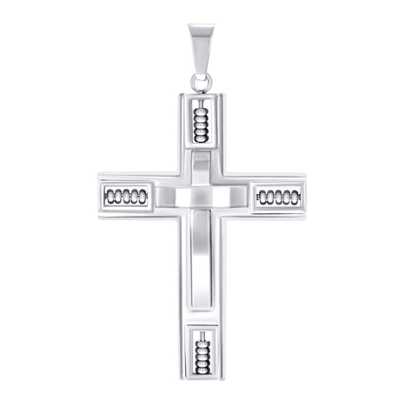 Stainless Steel Mens Cross Religious Charm Pendant Necklace for Men
