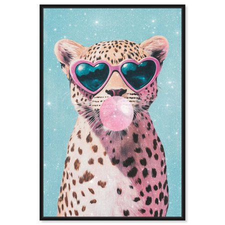 Pastel Cheetah Bubblegum Canvas Glam Wall Decor by Art Remedy, Black Frame, 10 x 15