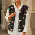 thumbnail image 2 of Puffer Vest Women Stand Collar Sleeveless Fall Jackets Zip Up Puffy Outerwear Womens Fuzzy Fleece Fall Floral Sleeveless Jacket Lightweight Button Down Warm Outerwear With Pockets Coffee S, 2 of 2
