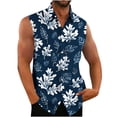thumbnail image 1 of Tank Top for Men, Mens Printing Button Casual Turndown Collar Tank Top, 1 of 4