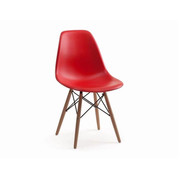 Red Eiffel Chair With Natural Wood Legs, Chair ideal for Dining Room, Kitchen, Living Room