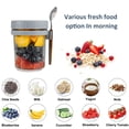 thumbnail image 1 of Copa De Avena Overnight Oats Cup Glass Sealed Mason Jar Vasos de ensalada con cuchara (Gris 350ml), 1 of 8