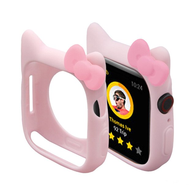 Funda protectora para Apple Watch, carcasa de silicona con dibujos animados de Hello Kitty, 40 y 44mm, Iwtse