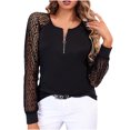 thumbnail image 1 of Moda mujer cuello redondo ahueca hacia fuera la camiseta de manga larga otoño sólido cremallera blusa Tops Fridja hkj625, 1 of 9