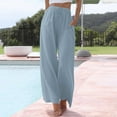 thumbnail image 2 of Jxximdong Pants for Women Womens Daily Elastic Waist Pockets Straight Solid Color Casual Pants Loose Long Trousers Blue XL Trousers, 2 of 6