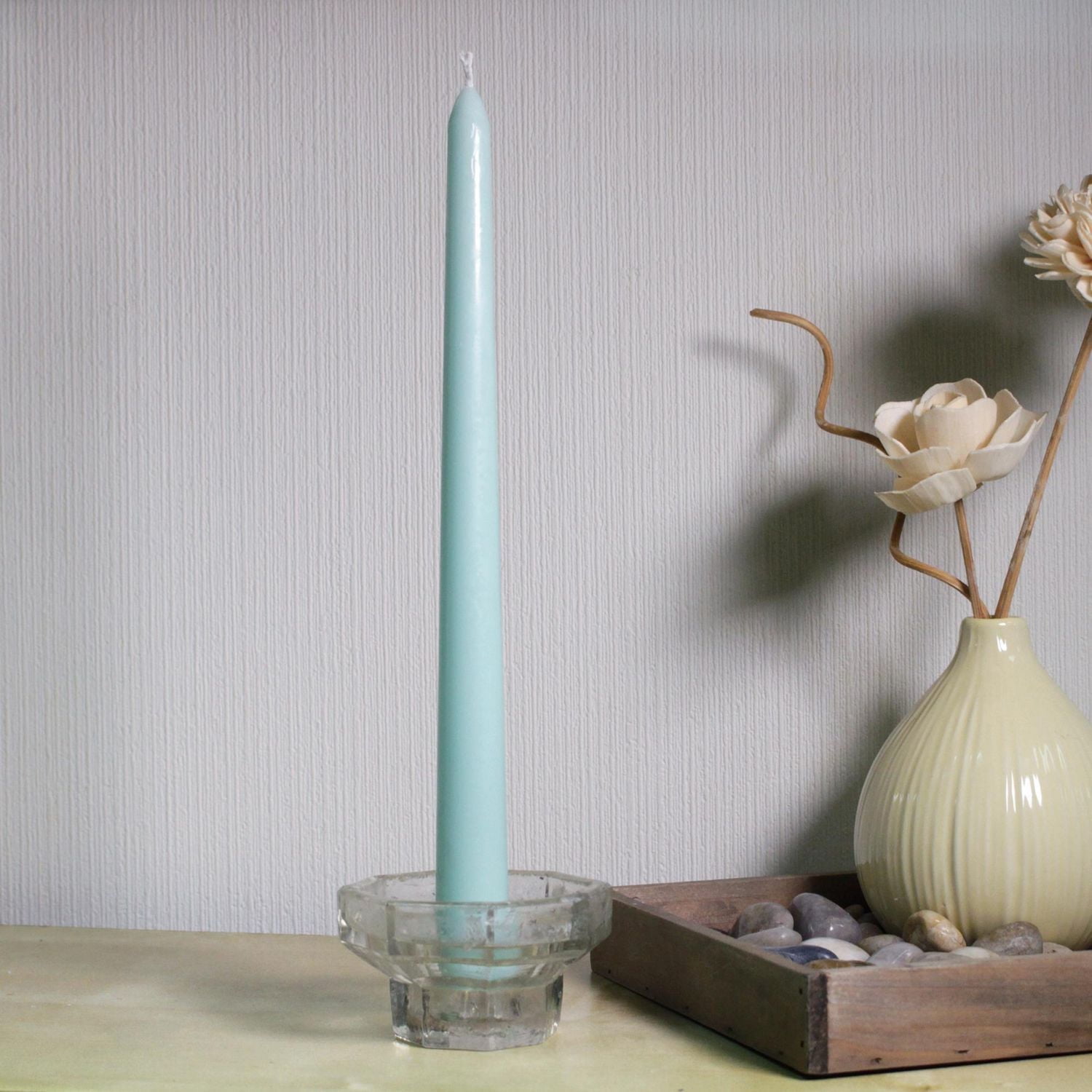 Hometrends 10" Aqua Unscented Taper Candle, 10"H
