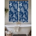 thumbnail image 4 of Navy Blue Coastal Bathroom Window Curtain, Nautical Beach Starfish Coral Summer Light Filtering Coffee Kitchen Curtains, Bedroom Living Room Curtains 2 Panel 84"x63", 4 of 6