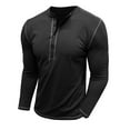 thumbnail image 4 of ZCFZJW Mens Casual Button Henley Shirts Trendy Athletic Workout Long Sleeve Pullover Sweatshirts Loose Regular Fit Soft Cotton Jacket Tops Black L, 4 of 5