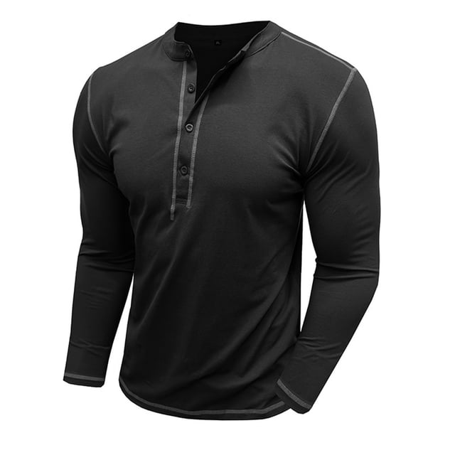 RXIRUCGD Blouse à Manches Longues Col Rond pour Hommes, Noir, Taille : L