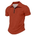 thumbnail image 6 of Mens Polo Shirts Casual Quarter-Zip Solid Color Beach Shirt Lightweight Short Sleeve T Shirt Classic Work Collared Pullover Tops OIOLOYJM Ginger 2XL, 6 of 9