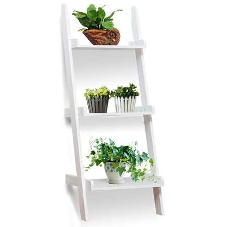 Outdoor Wall Shelves Topbuy 3-Tier Corner Ladder Shelf Flower Racks Plant Stand Storage Book Shelf for Garden ()