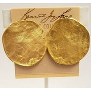 Kenneth Jay Lane Satin Gold Plated Hammered Coin Clip Earrings