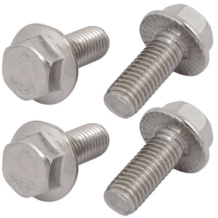 Unique Bargains 4Pcs M10 x 25mm Thread 304 Stainless Steel Hex Serrated Head Flange Screw Bolt