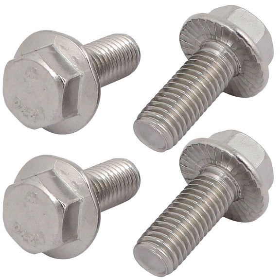 Unique Bargains 4Pcs M10 x 25mm Thread 304 Stainless Steel Hex Serrated Head Flange Screw Bolt