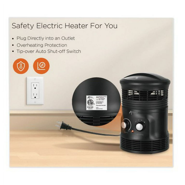 360 Deg Circular Fan Forced Heater, 750 W, 8 x 8 x 12, Black 360 Deg Circular Fan Forced Heater, 750 W, 8 x 8 x 12, Black