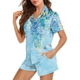 thumbnail image 2 of Garronmavis Blue Flowers Dragonfly Pajama Set for Women 2 Piece Notch Collar Short Sleeve Button Down Lounge Sets Casual Soft Nightwear PJS, 2 of 7