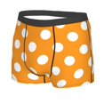 thumbnail image 2 of Balery Orange And White Polka Dot Men's Boxer Briefs, Soft and Breathable Cotton Underwear with nylon Waistband-Large, 2 of 9