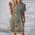 thumbnail image 2 of DPTALR Robe à Manches Courtes et Col Rond Imprimé Floral pour Femmes, Simple et Confortable, avec Poche, 2 of 6