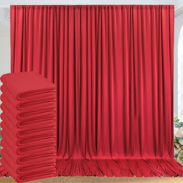 Cortinas antiarrugas de color rojo Backdrop NSSONBEN de 15 m x 3 m