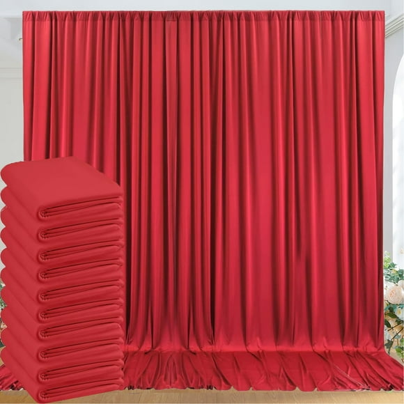 Cortinas antiarrugas de color rojo Backdrop NSSONBEN de 15 m x 3 m
