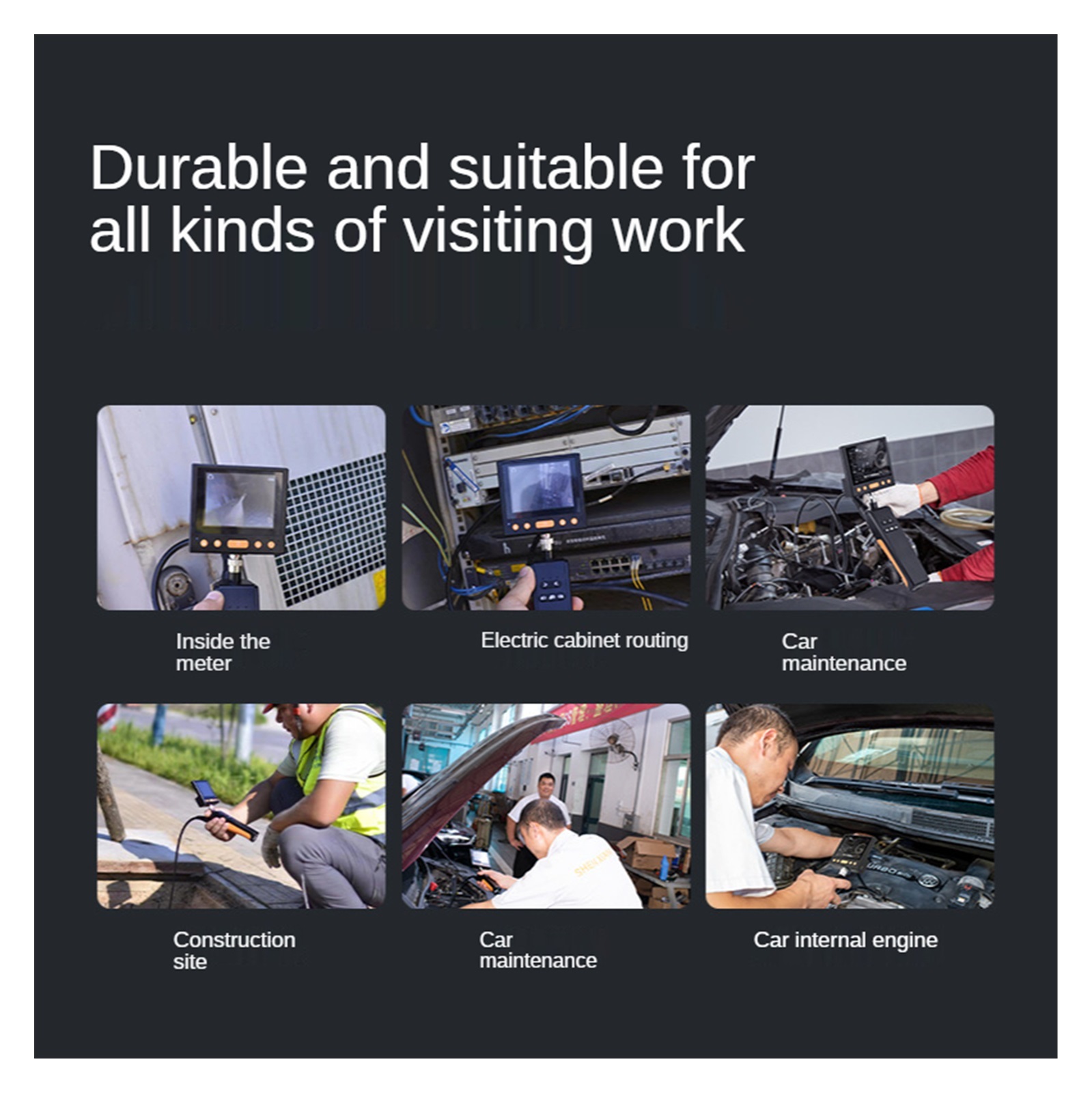 360 Degree Rotary Endoscope 8MM Rotation Sewer Endoscopic Piping Steering Inspection Camera Articulate Video Borescope For Cars for Measurement
