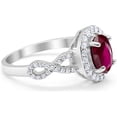 thumbnail image 2 of Divine Creation 14K White Gold Plated 1.80 Ct Oval Cut Red Ruby Wedding Engagement Halo Ring 925 Sterling Silver For Women's -8, 2 of 3