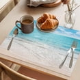 thumbnail image 3 of Teal Waves Coastal Placemats Set of 6 Summer Beach Sea Nautical Ocean Place Mats Indoor Wipeable Table Mats Washable Cloth Dining Table Placemats for Kitchen Holiday Party Home Decor 13x19 Inch, 3 of 9