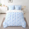 thumbnail image 2 of Manfei Cartoon Floral Daisy 7 Pieces Bedding Comforter Set,Rustic Plant Full Bedding Set,Blue White Fitted Sheet Flat Sheet For Boys Girls,Breathable Home Decor Reversible, 2 of 8