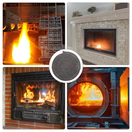 AURARMLET 1 Roll Fiberglass Fireplace Door Gasket High Temperature Resistance Sealing 78.60X0.24X0.24In