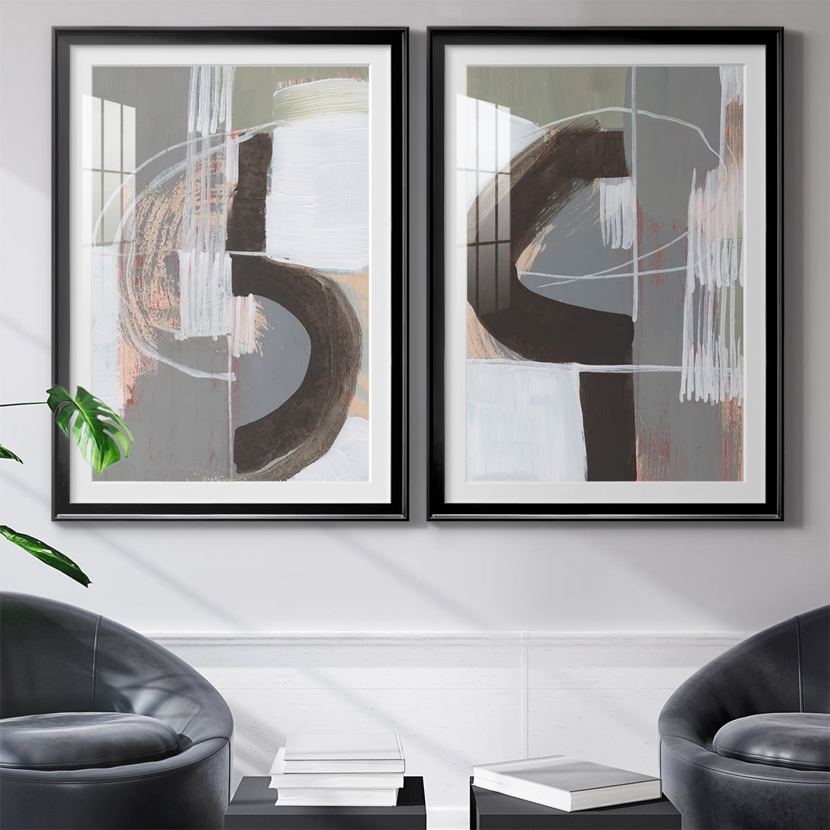 Wexford Home Arching Neutrals III Premium Framed Print, 26.5" x 36.5" - Ready to Hang, Black (Set of 2)