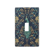 Yayeee Toggle Light Switch Wall Plate 1-Gang 4.5"x2.7" Home Decorative Outlet Cover, Navy Blue Peacock Pattern