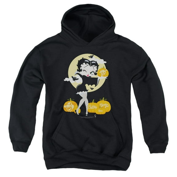 Betty Boop Vamp Pumkins Youth Pullover Hoodie Sweatshirt Black