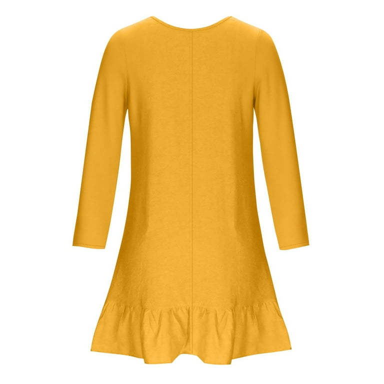 SHTXOZHI Women's Plus Size Dress Fall Long Sleeve Crewneck A-Line Tiered  Casual Loose Dresses - Walmart.com